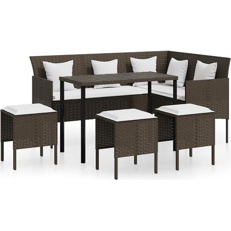Maison Exclusive - Set de sofás forma de L 5 pzas cojines ratán s (1/5)