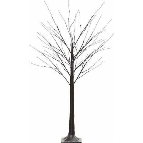 Bouleau artificiel avec éclairage LED, 96 micro-LED blanc chaud, 150 cm, marron (1/5)