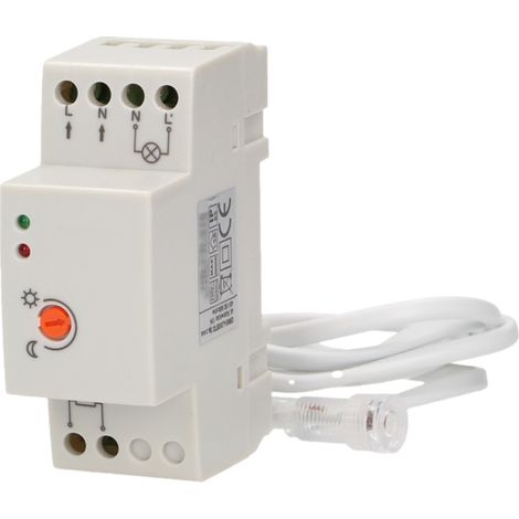Détecteur crépusculaire étanche IP65 pour tableau électrique – Cellule photoélectrique précâblée 1m – Sensibilité réglable 2 à 100lux – Orno
