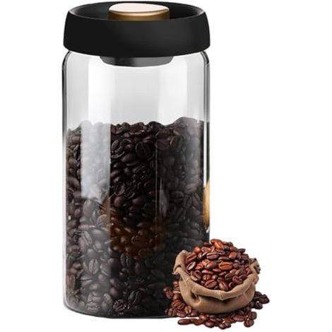Contenant À Café Sous Vide - Verre Borosilicaté - Étanche À L'Air Et Résistant À La Chaleur - Pour Conservation Longue Durée Des Produits Secs - 1 Pièce (1/5)