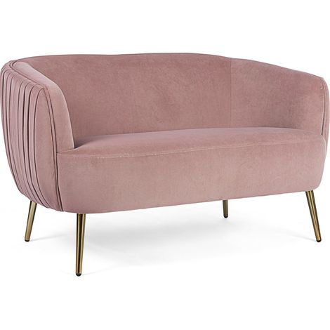 Sofa "Linsay" 2-Sitzer antikrosa aus Samt mit Messingfüßen 129 cm (1/5)