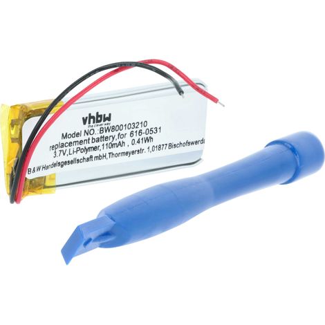 vhbw 1x Akku Ersatz für Apple 616-0531 für MP3-Player Musik Player (110 mAh, 3,7 V, Li-Polymer)