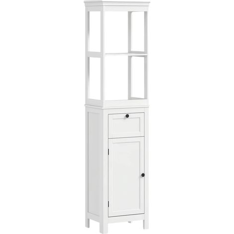 Armario de baño con estante ajustable y 2 compartimentos, color blanco. (1/5)