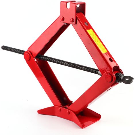 Cric ciseaux professionnel pour coffre de voiture, outil de levage de roue de secours avec poignée, rouge, pour l'extérieur, 2 tonnes (1/5)
