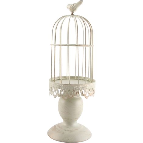 Bougeoir blanc vintage en forme de cage à oiseaux sculptée, décoration de table pour banquet ou dîner. (1/5)