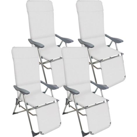 Set 4 Sedie a Sdraio Reclinabili Pieghevoli 59x76x109 cm con Poggiapiedi in Alluminio e Textilene A (1/2)