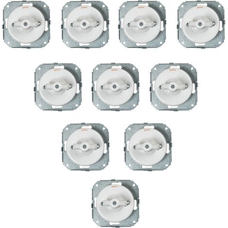 Lot de 10 Interrupteurs Va-et-Vient FONTINI Garby Colonial – Rétro en Porcelaine Blanche – Style Vintage, Installation Encastrable, Qualité Premium - FONTINI