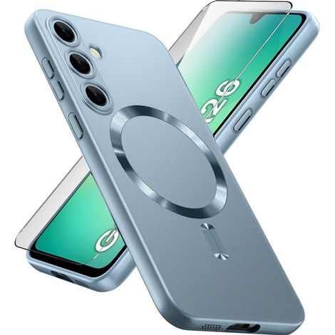 Coque pour Samsung Galaxy A26 5G, ColorMag, compatible MagSafe, bleue + verre trempé 9H (1/5)