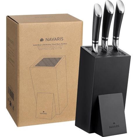 Bloc Porte-Couteaux Bambou - 1 Unité - Bois Naturel - Rangement Universel - Cuisine - 25x15x10,5 cm (1/5)