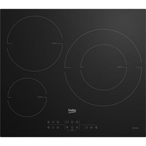 Induktionskochfeld 60cm 3 brenner 7200w schwarz - Beko - hii63205mt
