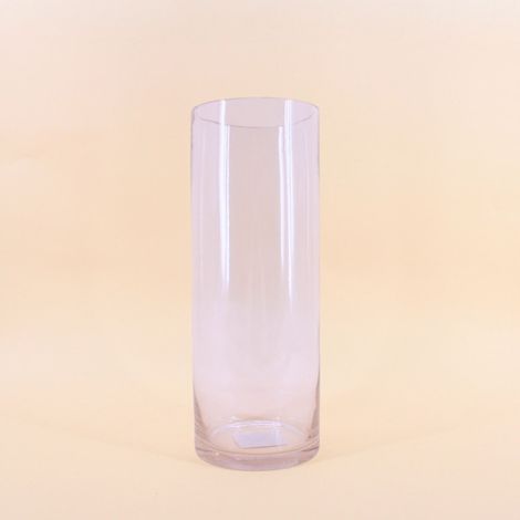 Vase cylindrique en verre transparent, H40cm