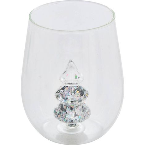 Niedriger Becher mit glitzerndem Tannenbaum-Motiv, 45 cl - (1/5)