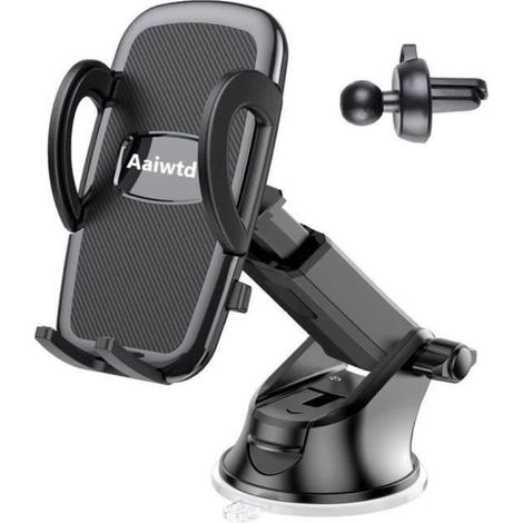 AAIWTD Support Téléphone Voiture Tableau de Bord [3 en 1] Rotation 360° Universel Support Portable Voiture Ventouse pour Pare-Brise