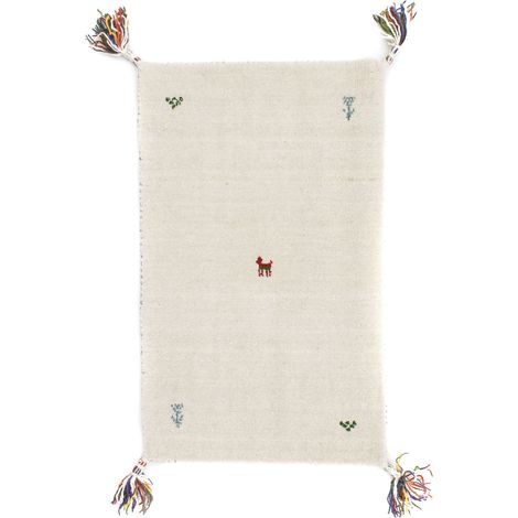 Tapis Gabbeh tissé Tapis Agra - Tapis en laine - 90x60cm, Rectangular - 100% Laine vierge - Tissé main - Beige (1/5)