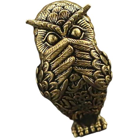 Sculpture de hibou rétro en laiton massif, décoration durable pour bureau ou étagère, cadeau, figurine artistique faite main multicolore