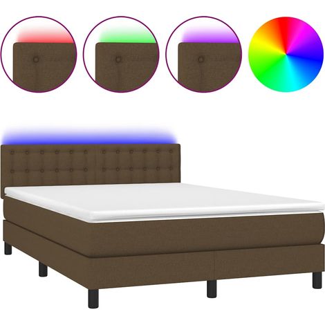 Maison Exclusive - Box spring postel s matrací a LED tmavě hnědá 140x190 cm textil (1/5)