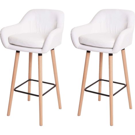 Set di 2 sgabelli bar sedie alte con poggiapiedi in PVC bianco 040000170