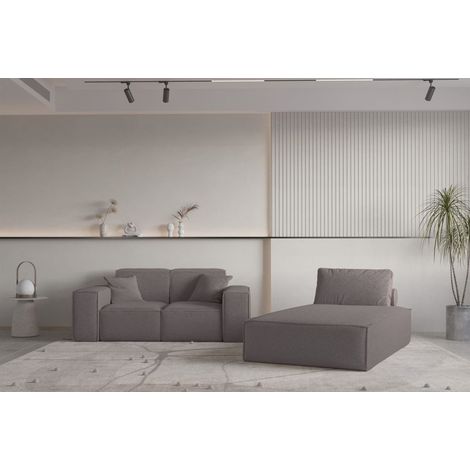 Sofa Set 2-teilig Sezlong und Sofa 2-Sitzer CELES PREMIUM Stoff Ascot Bukla Taupe (1/4)