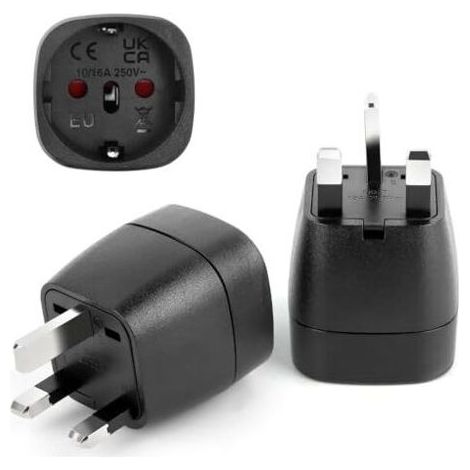 Adaptateur Prise Anglaise, 2 Pièces Prise Anglaise Adaptateur Francais, Adaptateur de Voyage France vers Adaptateur Type G, Adaptateur Voyage pour Irlande, Angleterre, Ecosse, Dubaï, Malte (1/5)