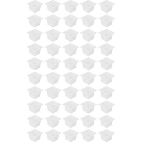 50 pots hydroponiques carrés en filet pour la culture hors-sol de fleurs et de plantes, blancs (1/5)