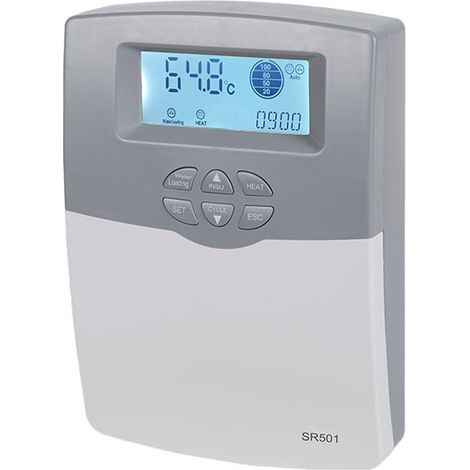 CENTRALINA DI GESTIONE PANNELLO SOLARE TERMICO ACQUA CALDA SANITARIA CIRCOLAZIONE NATURALE SR501 (1/3)