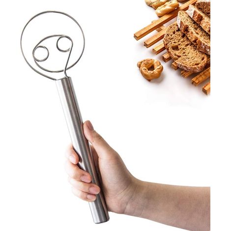 Fouet Danois - 2 Anneaux - Acier Inoxydable 304 - Pour Pâte à Pain, Pâte à Pizza, Pâte à Cookies - 1 Pièce (1/5)