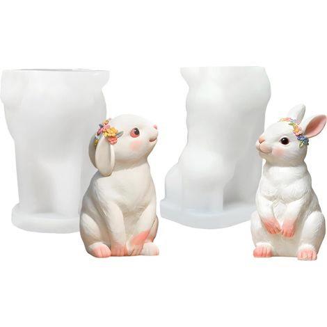 Lot de 2 moules en silicone 3D pour savon ou résine – Motif lapin mignon pour décoration intérieure (1/5)