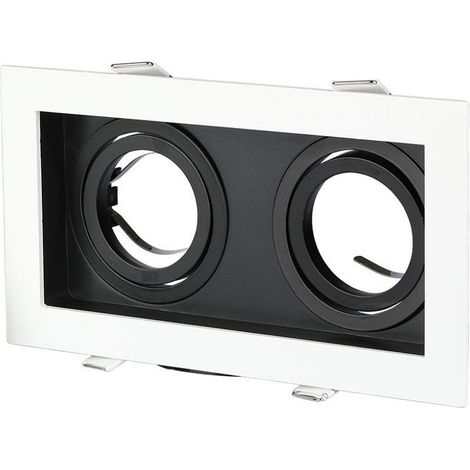 Soporte para foco empotrable LED doble V-TAC 2 GU10, color ajustable, blanco y negro (1/5)