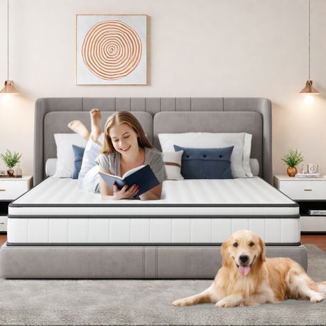 Matelas à ressorts, tissu 3D respirant, design ergonomique, 140x190 cm, housse en microfibre matelassée, design incurvé anti-chocs, 25 cm (livraison locale) (1/5)