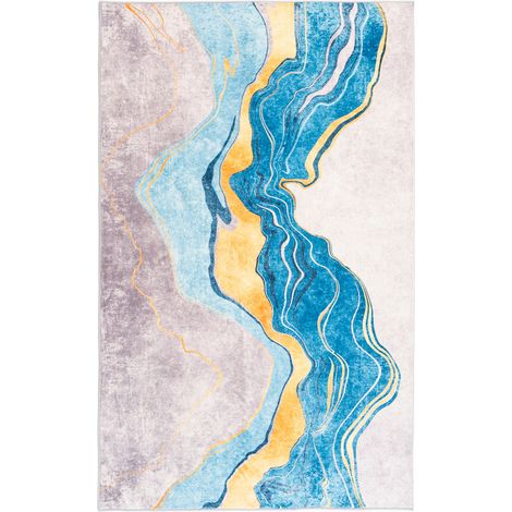 Tappeto moderno NOVO Strado per soggiorno, motivo marmo, velluto Golden Trail, 160x200 cm