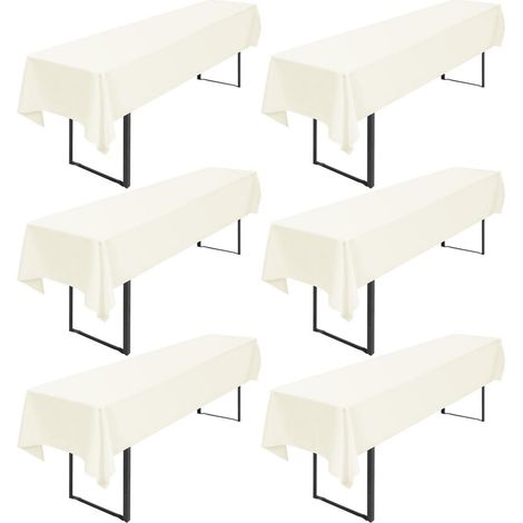 Set de 6 nappes de table de bière 250x100cm Ivoire 200GSM Polyester