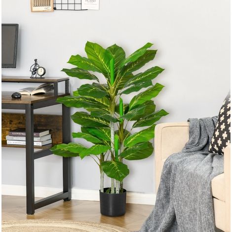 Pianta artificiale verde 95 cm in polietilene con vaso, facile da curare - MEUBLIV (1/5)