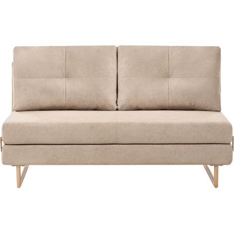 Sofá cama de tela 3 plazas minimalista para 3 personas desplegable marrón claro Jerslev