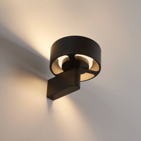 Schwarze Wandleuchte aus Metall mit rundem LED-Kopf - Prins