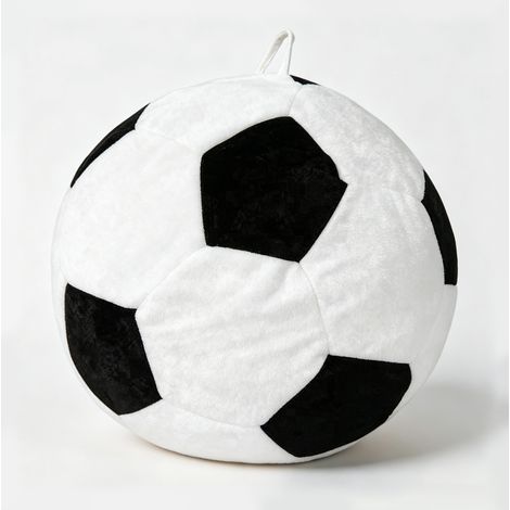 Fußballförmiger Beanbag-Sessel aus Flanell, Schwarz Weiß, in zwei Größen (1/4)