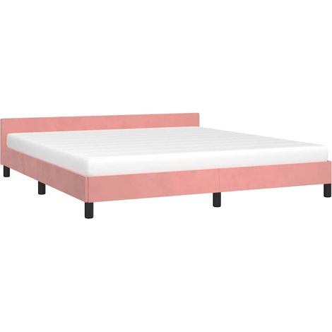 Cadre de lit et tête de lit sans matelas rose 160x200cm velours vidaXL (1/5)
