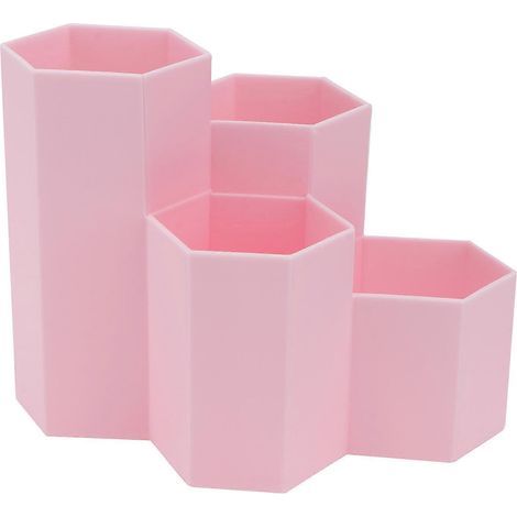 Multifunktionaler Stiftehalter für den Schreibtisch, Aufbewahrung für Make-up-Utensilien und Bürobedarf – 15,5 x 11,7 cm – Rosa (1/4)