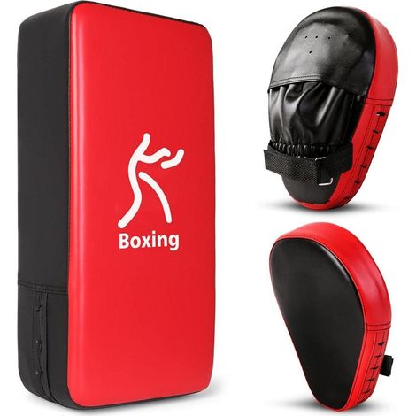 Handpratzen Set 2 IN 1 für Boxen, Kickboxen, MMA - PU Leder, Rot (1/5)