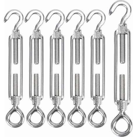 Tendeurs et tendeurs de câble M8 réglables - Acier inoxydable - Lot de 6