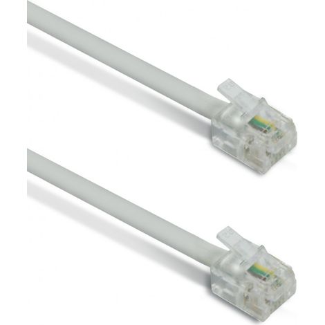 Câble téléphonique Plat RJ11 mâle/mâle 2 m - blanc