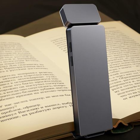 Lampe de lecture grise rechargeable (1 pièce), avec 3 modes d'éclairage, protection des yeux et intensité lumineuse réglable en continu, idéale pour lire au lit. (1/5)