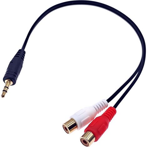 3,5-mm-Klinke auf 2 Cinch-Audiokabel, Adapter von Cinch-Buchse auf 3,5-mm-Stereo-Klinkenstecker (Kopfhörer). (1/5)