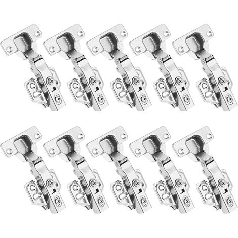 10 Soft-Close-Scharniere, 35-mm-Einbau-Hydraulikscharniere für Schranktüren mit Schrauben, kompletter Kappe, Hydraulikdämpfer für Küchenschränke, Kleiderschränke und Türen (1/5)