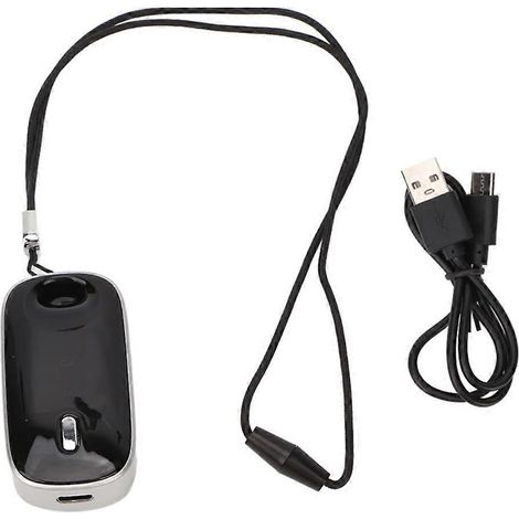 Collier purificateur d'air portable, mini purificateur d'air rechargeable et silencieux, purificateur d'air à ions négatifs format voyage, noir et argent (1/5)