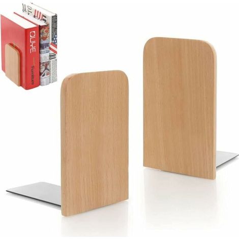 Serre-livres 1 paire de serre-livres en bois petite étagère en bois rangement de table support de livre simple étudiant attelle de livre de bureau tondeuse 10.5138cm couleur bois tête carrée