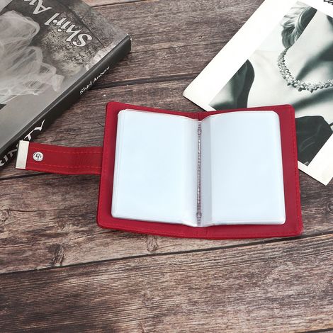 Étui à cartes RFID élégant pour femmes en cuir PU, porte-cartes de banque et porte-cartes de visite rouge (1/5)