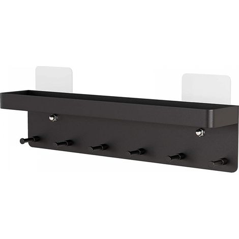 Porte clés multifonction avec étagère de rangement montage mural sans perçage innovant derrière la pour chambre à coucher salon (1/4)