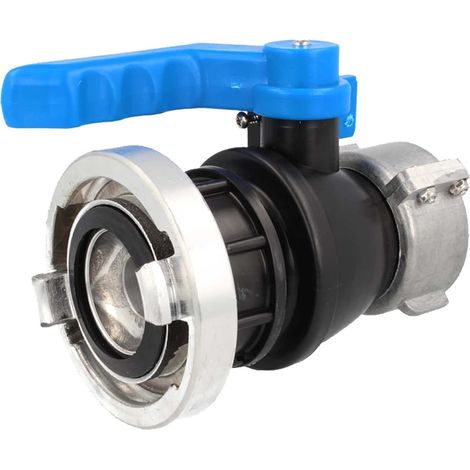 tecuro IBC Adapter Kugelventil mit Storzkupplung 52C, beidseitig Grobgewinde S60 x 6 , HDPE-schwarz (1/5)