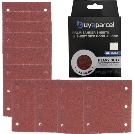 10 x 240 Grit 114mm x 102 1/4"" Sheet Palm Sander Fine Sanding Sheets Hook Loop