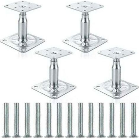 Lot de 4 supports de poteau surélevés galvanisés réglables de 100 à 150 mm, support de toit robuste pour construction (1/3)
